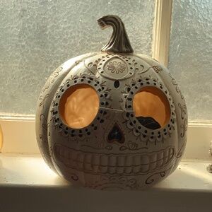 Halloween day of the dead carved pumpkin by Martha Stewart home